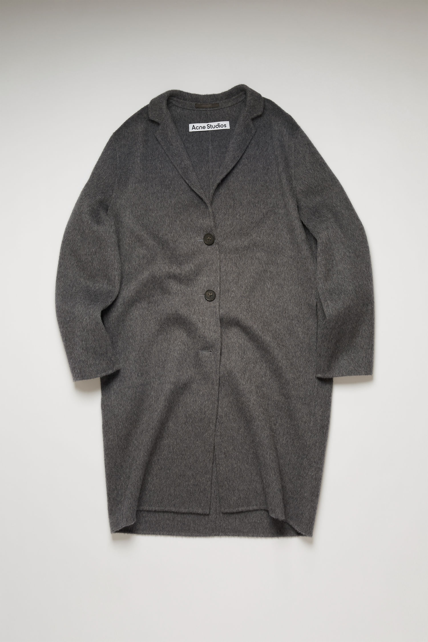 Single-breasted brushed wool coat grey melange - 6