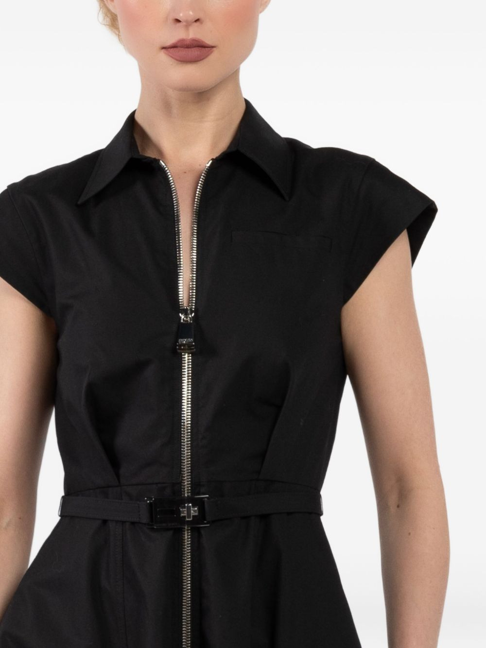 zip-up belted dress - 5