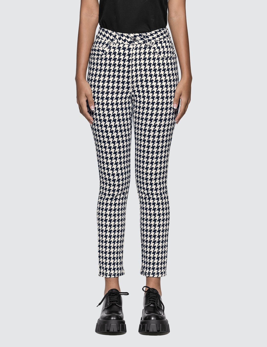 ALLOVER HOUNDSTOOTH DENIM JEANS - 1