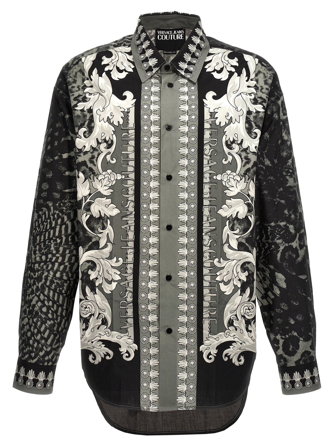 Printed Shirt Shirt, Blouse White/Black - 1