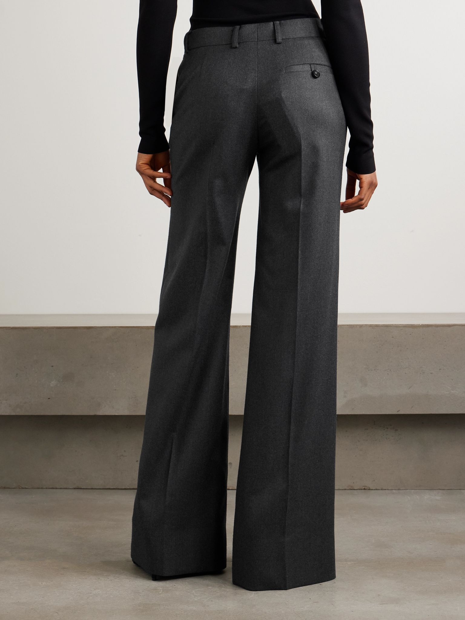 Wool-felt flared pants Dark gray - 3