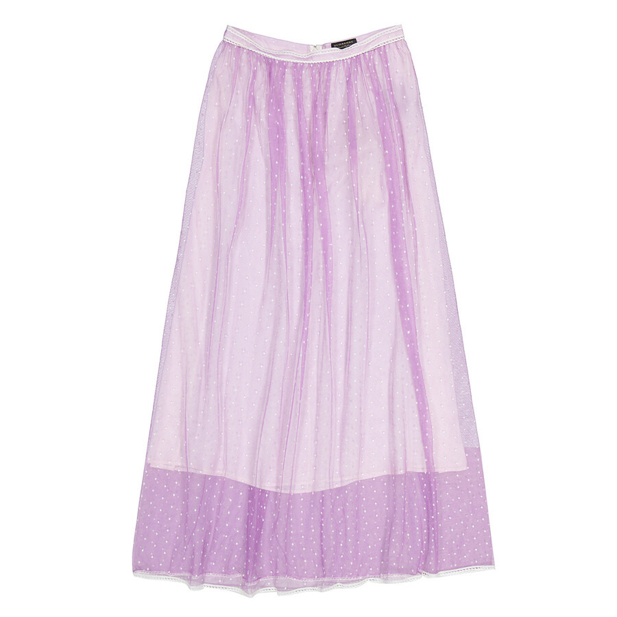 Burberry Floor-length Flocked Cotton Tulle Skirt In Lilac / White - 4