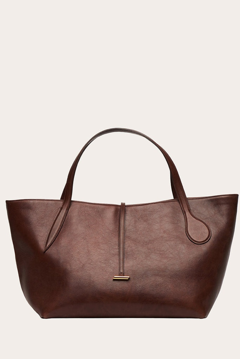ZIP PENNE TOTE DARK BROWN 1