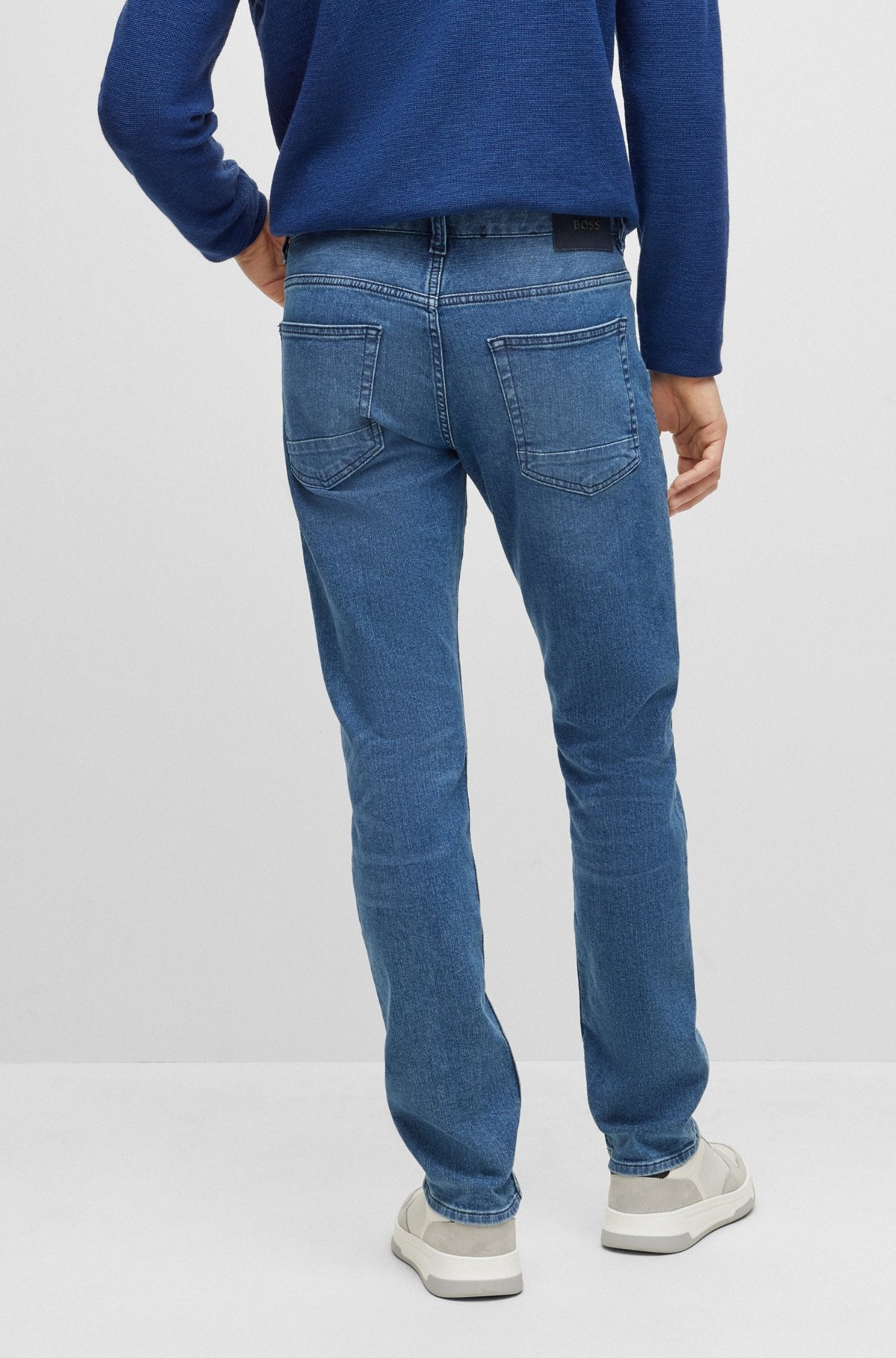 SLIM-FIT JEANS IN BLUE COMFORT-SILK DENIM - 4