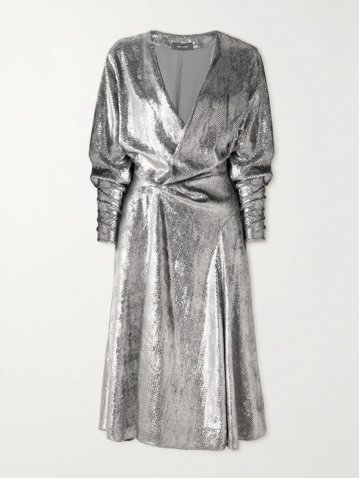 Courtneya Wrap-effect Lamé Midi Dress - 1