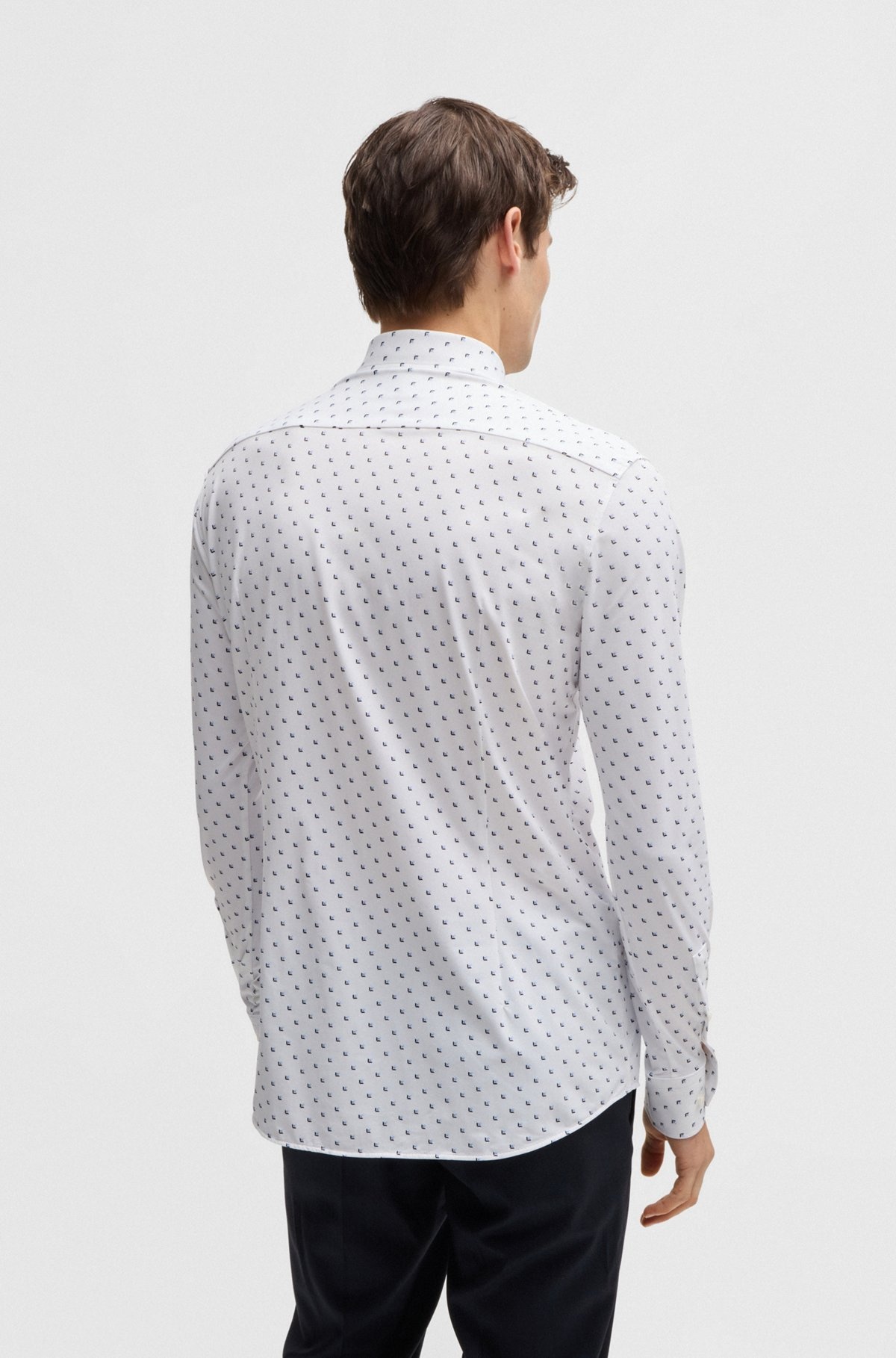SLIM-FIT SHIRT IN PRINTED PERFORMANCE-STRETCH FABRIC - 5