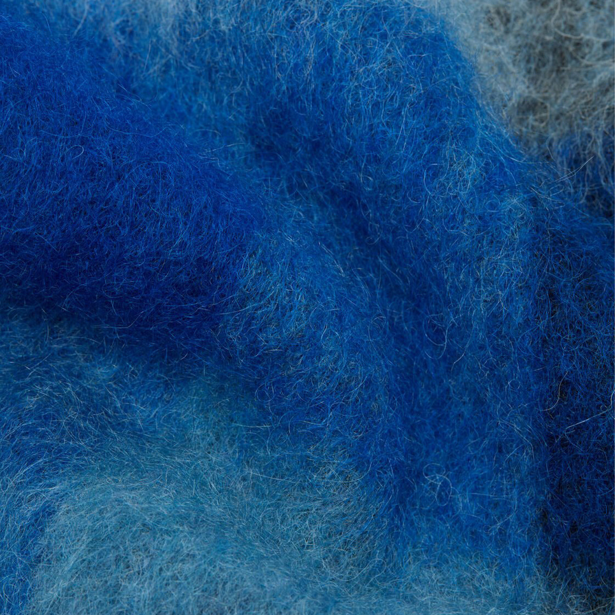 MOHAIR CHECKED SCARF (DARK NAVY/BLACK/BLUE) - 2