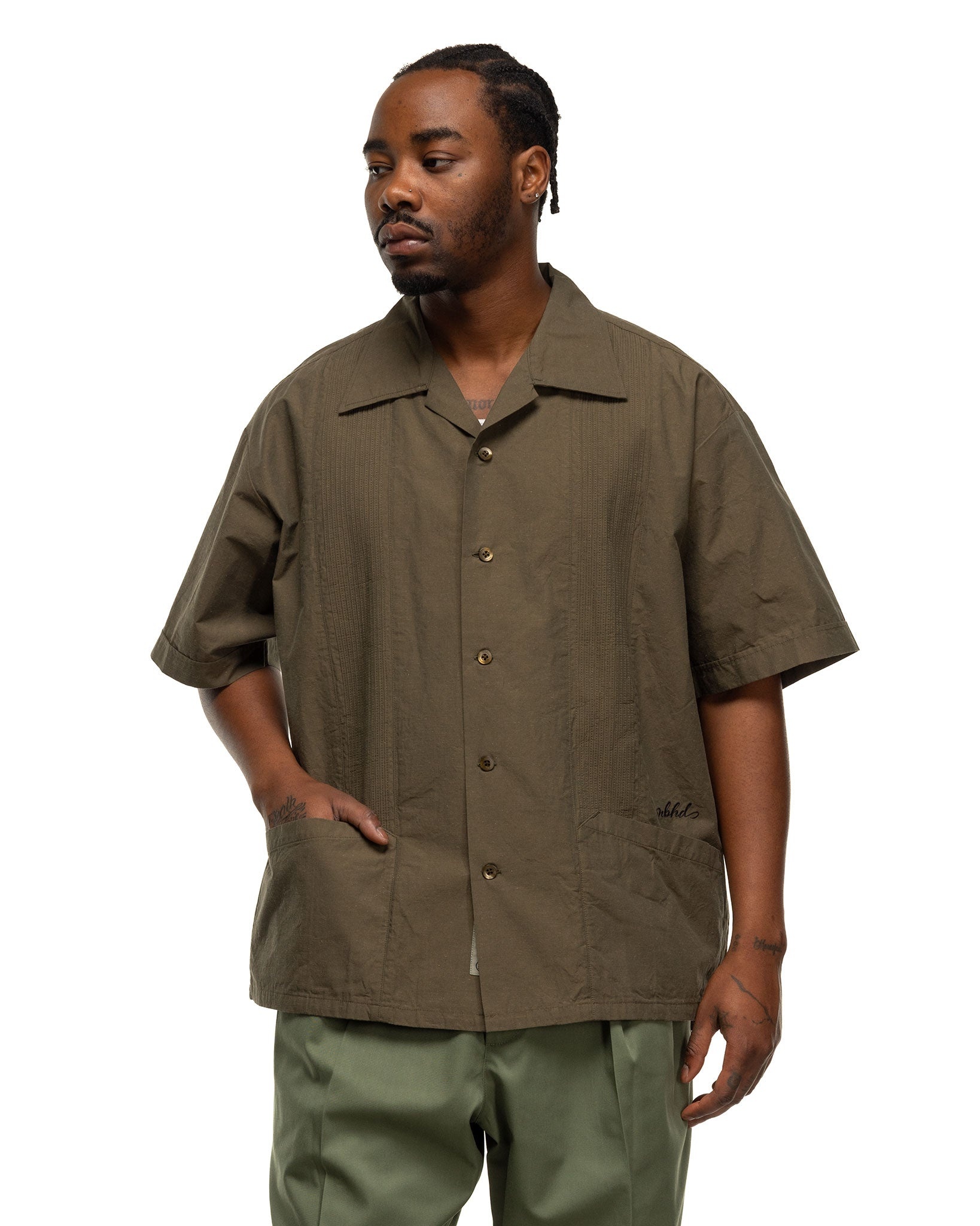NEIGHBORHOOD Neighborhood Guayabera Shirt 'Olive Drab