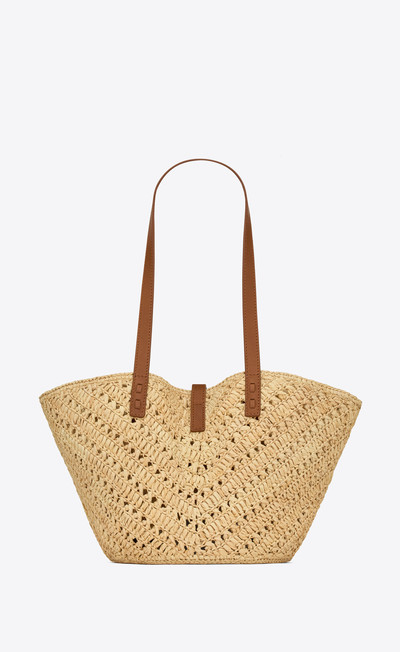 SAINT LAURENT panier small in raffia and vegetable-tanned leather outlook
