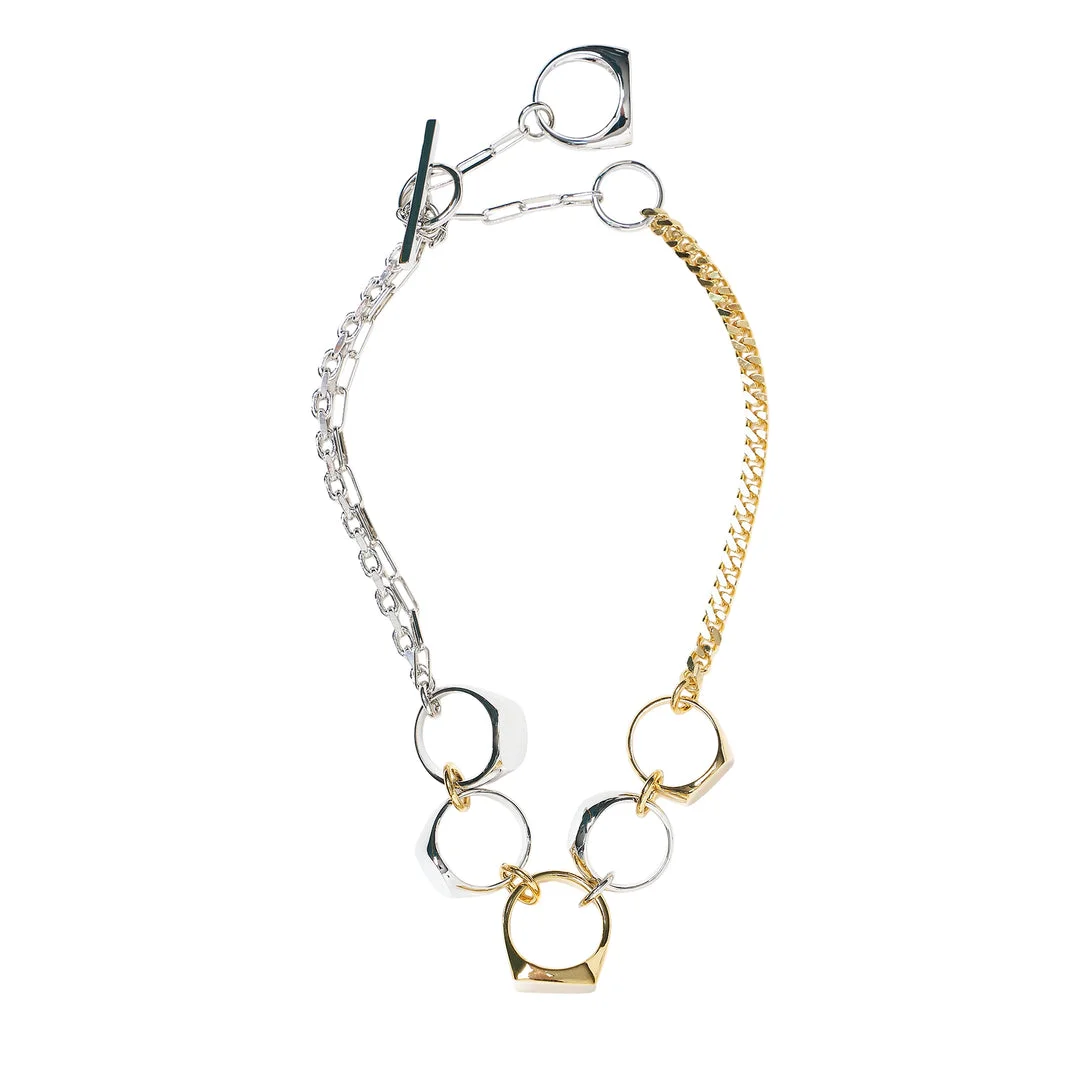 Mixed Metal Ring Chain Necklace - 1