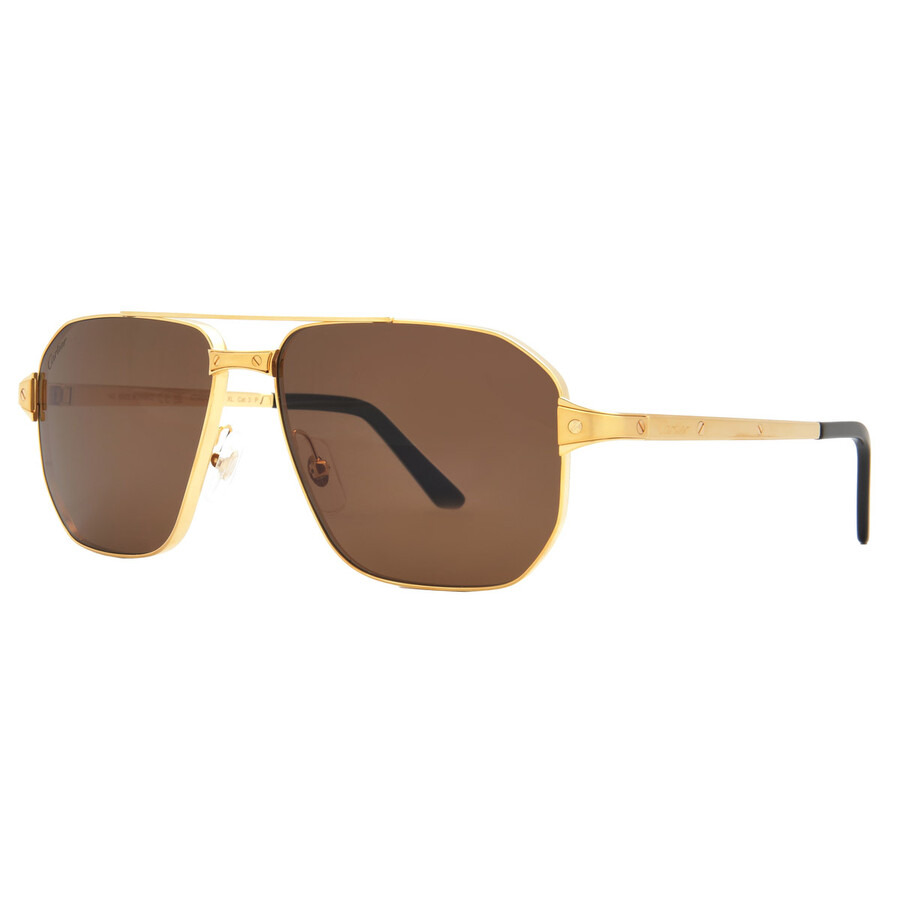 Cartier Santos de Cartier Brown Navigator Men's Sunglasses CT0424S 003 59 - 2