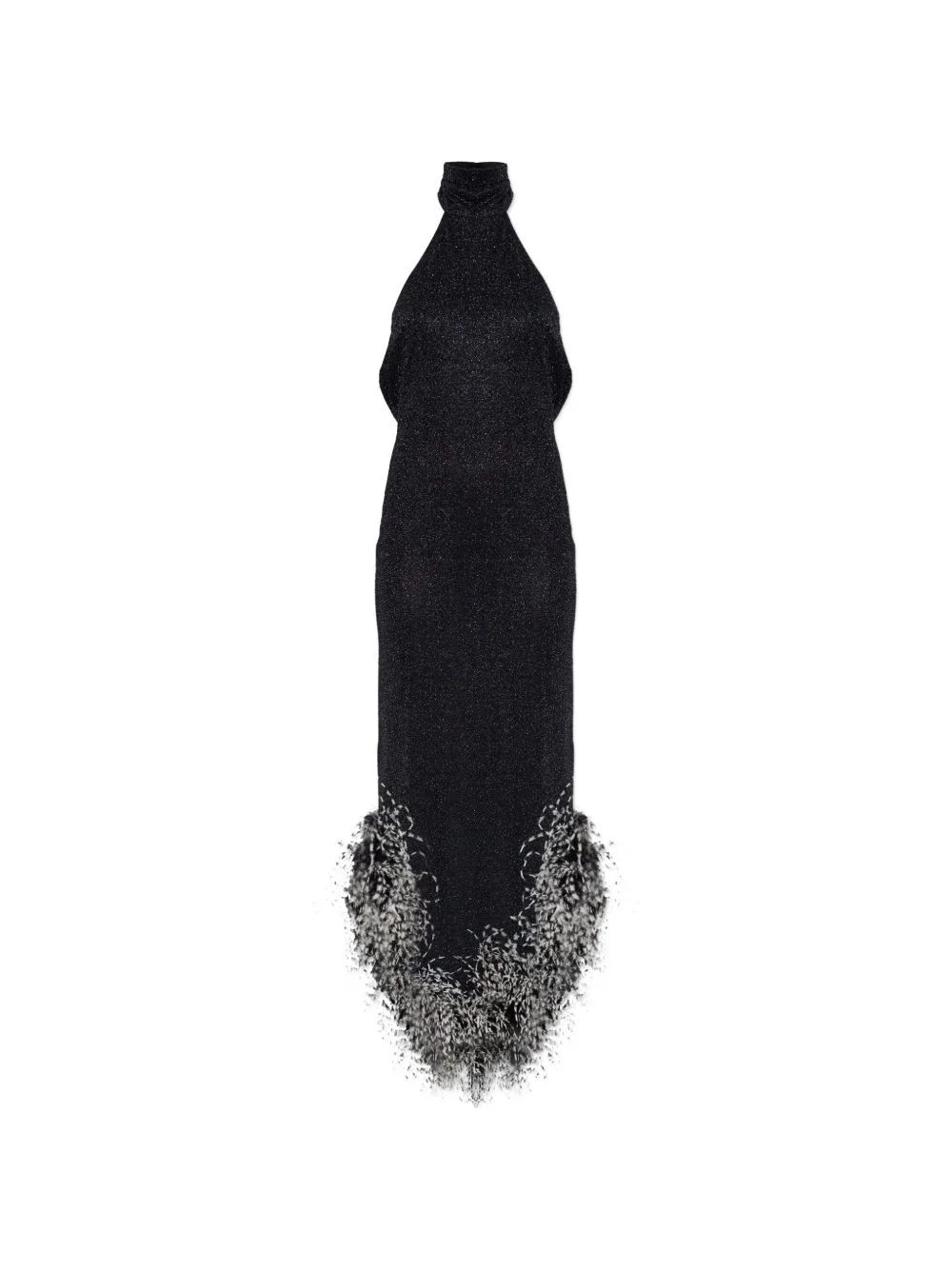 feather halterneck dress - 1