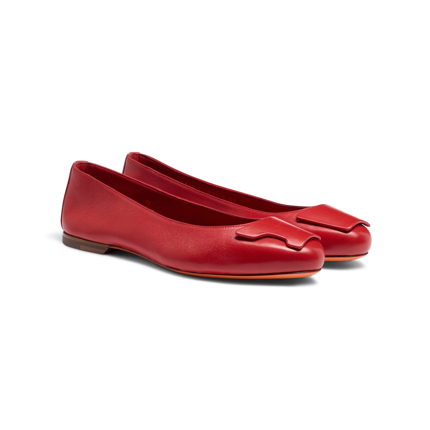 Women's red leather ballet flat - 3