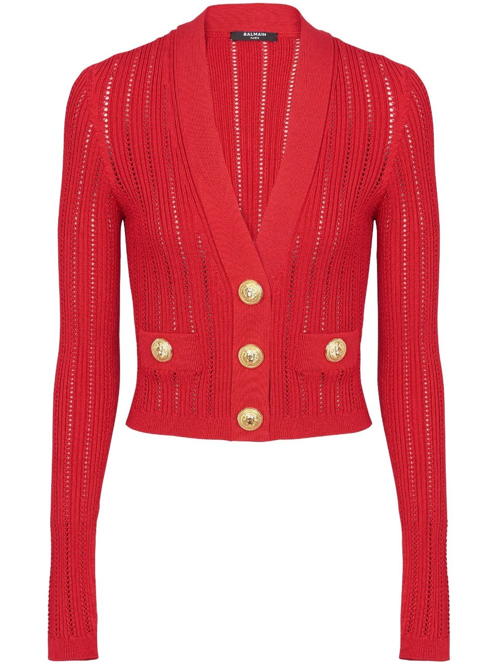 cropped knitted V-neck cardigan - 1
