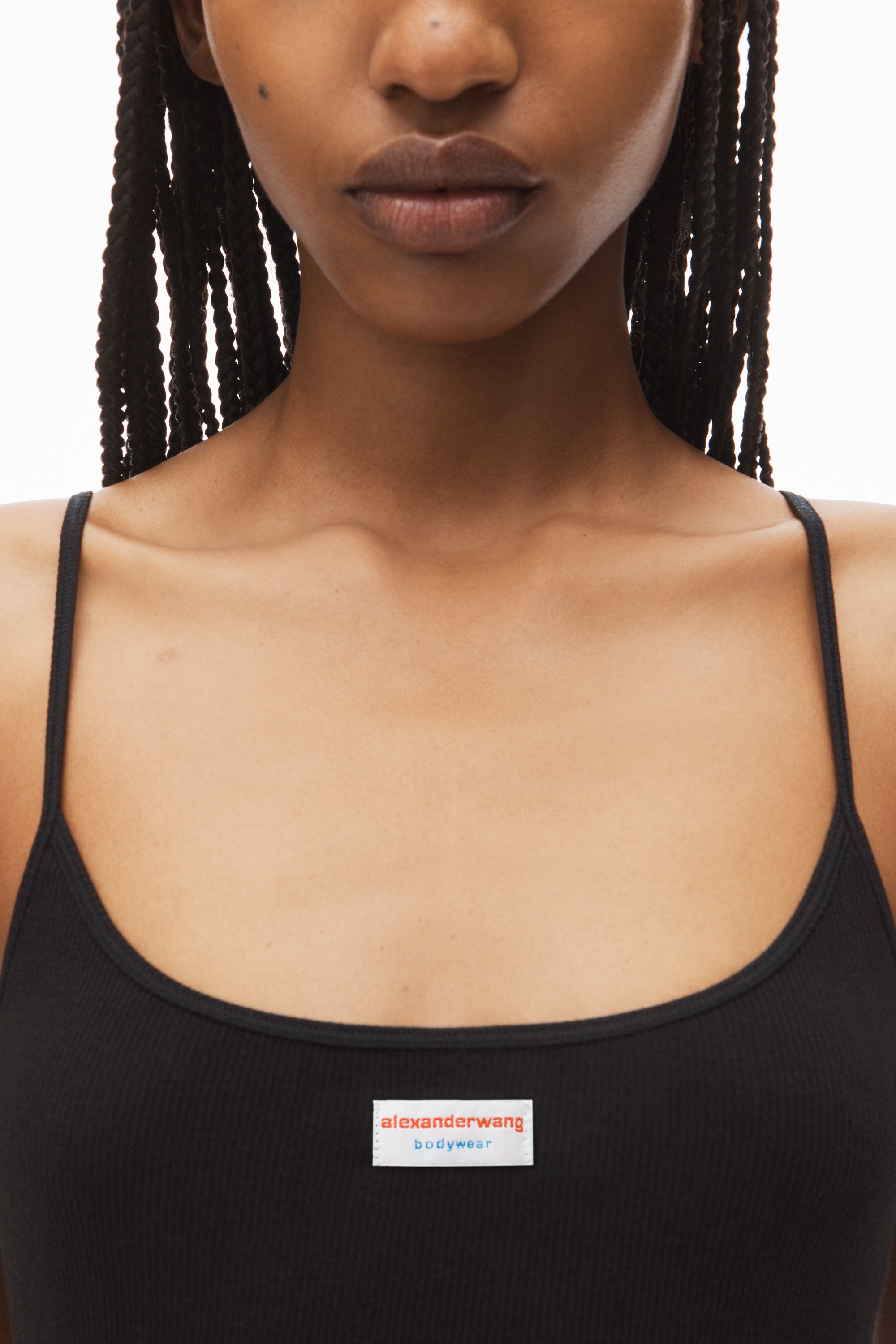 cropped ribbed cotton cami tank - 6