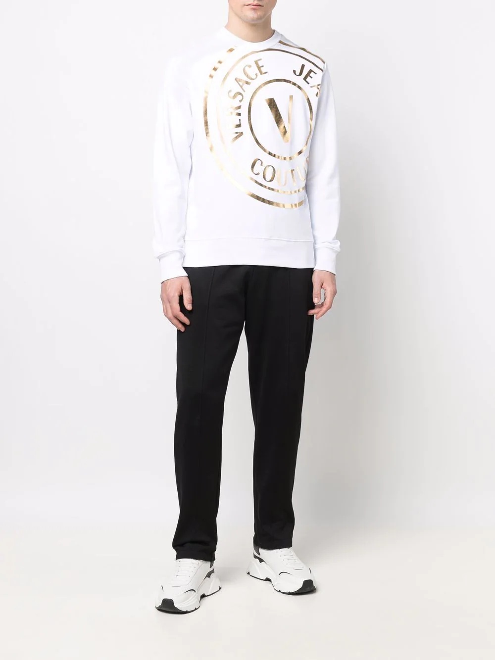 logo-print metallic sweatshirt - 2