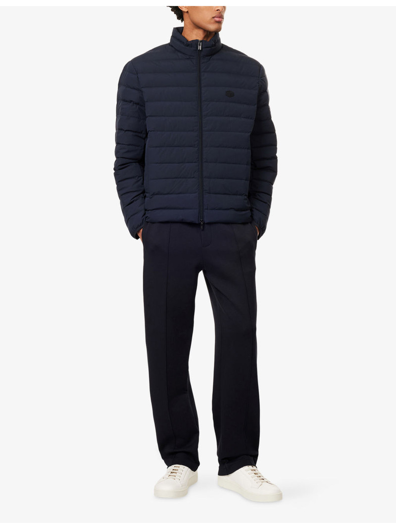 EMPORIO ARMANI Branded Tapered-Leg Stretch-Cotton Blend Jogging Bottoms outlook