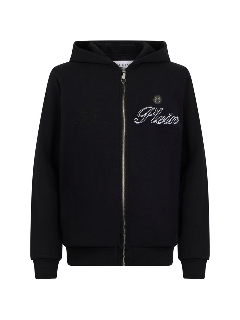 logo-embroidered zip hoodie 1