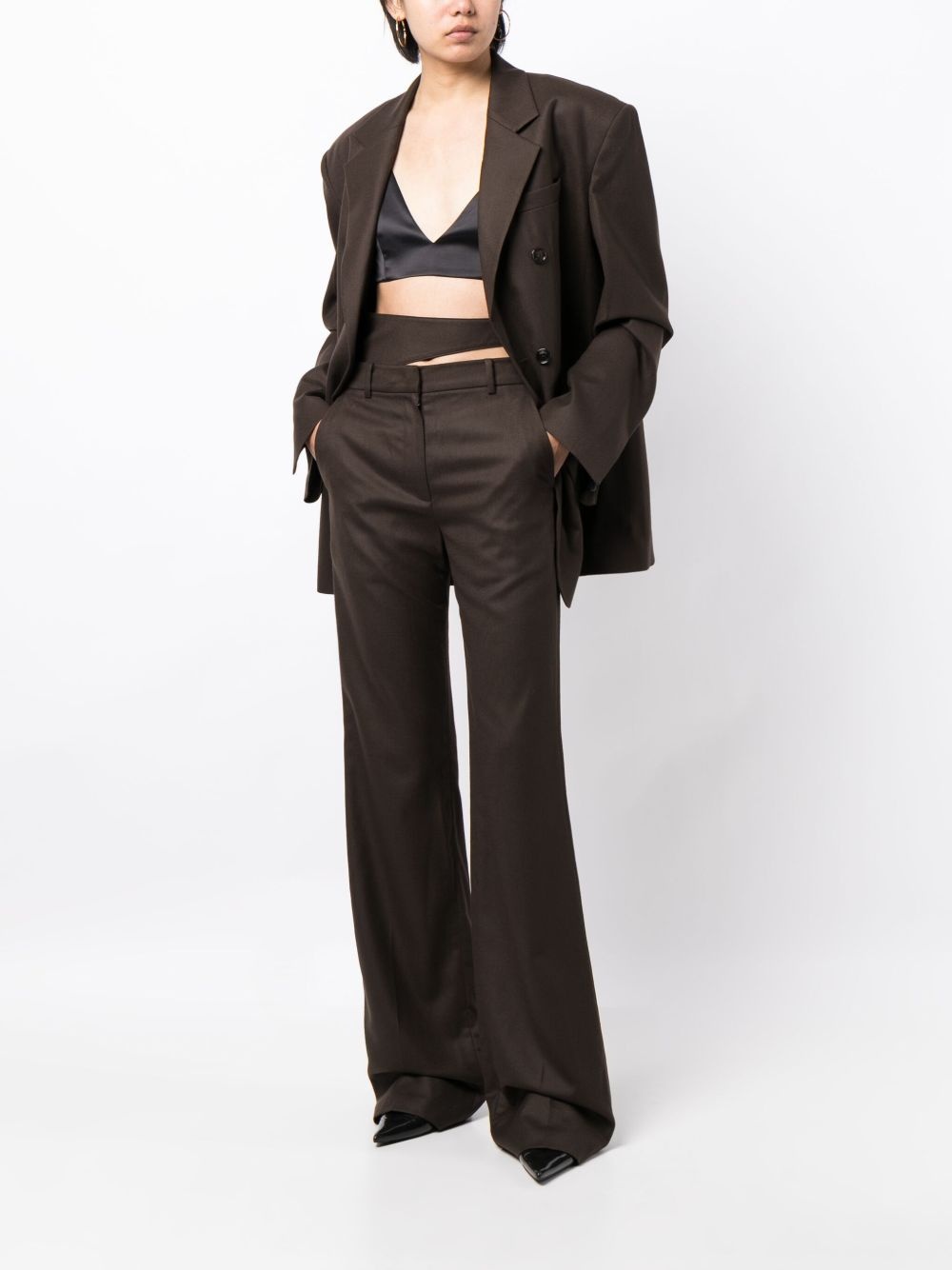 cut-out detailing wool tailored trousers - 2