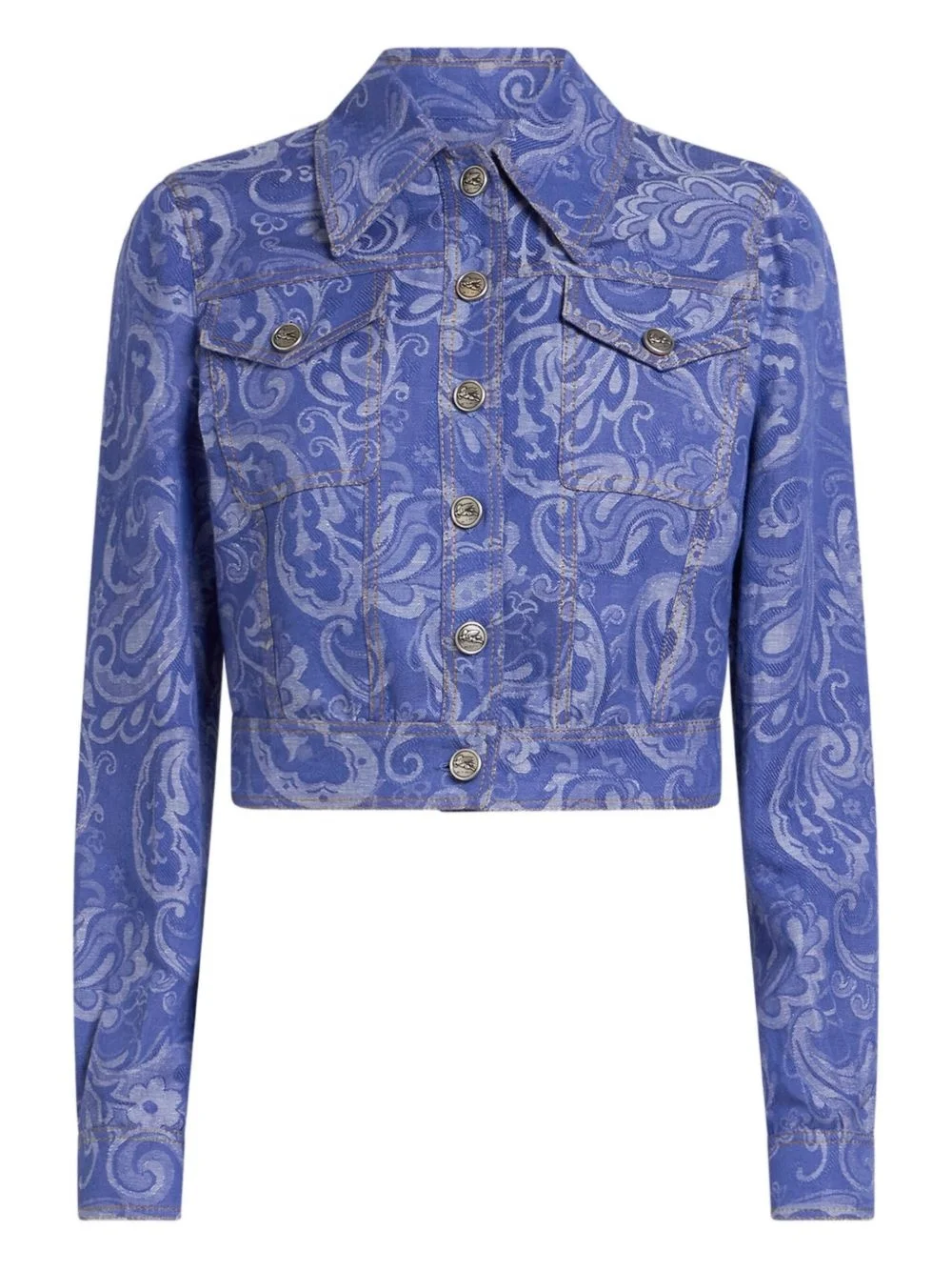 paisley-jacquard denim jacket - 1