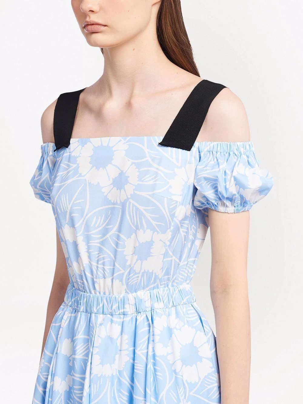 floral-print off-shoulder cotton dress - 5