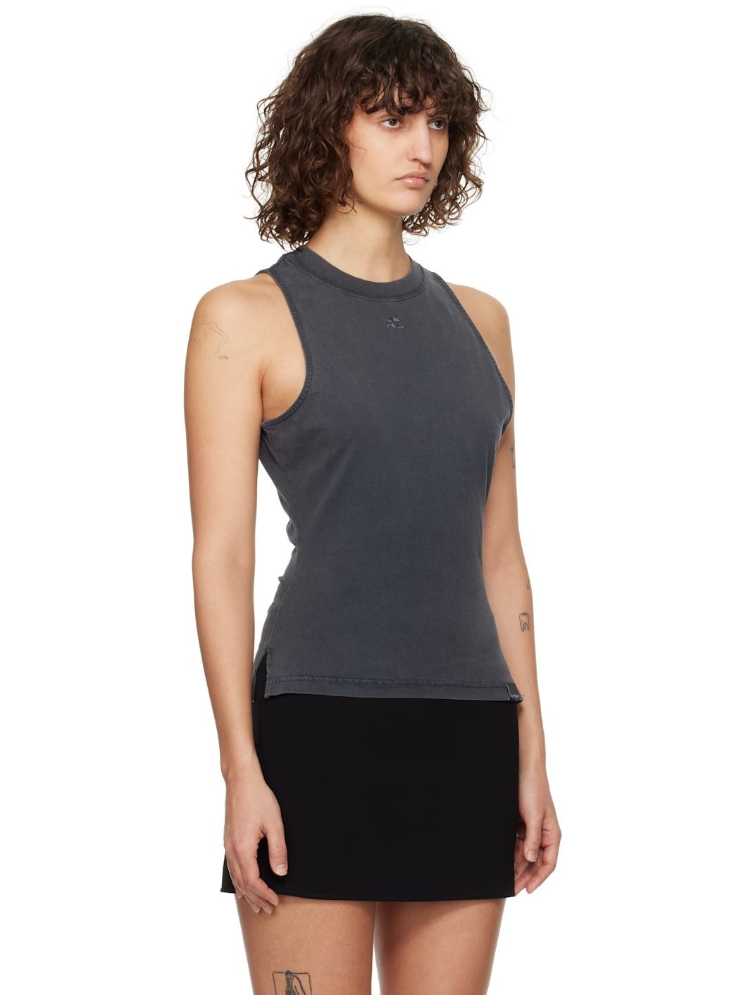 Gray Fitted Stonewashed Tank Top - 2