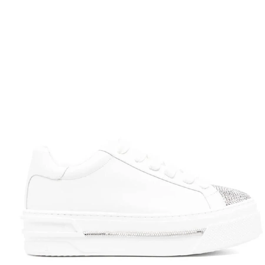 Rene Caovilla Xtra Crystal Embellished Leather Sneakers - 1