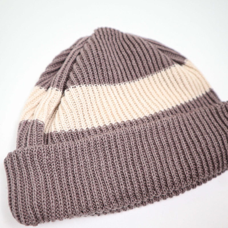 ROTOTO® R5164 Cotton Flax Stripe Knitted Hat - Mocha outlook