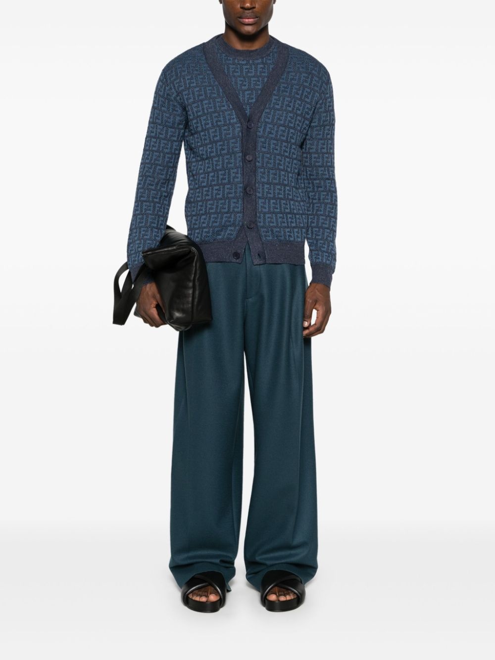 FF-jacquard knitted cardigan - 2