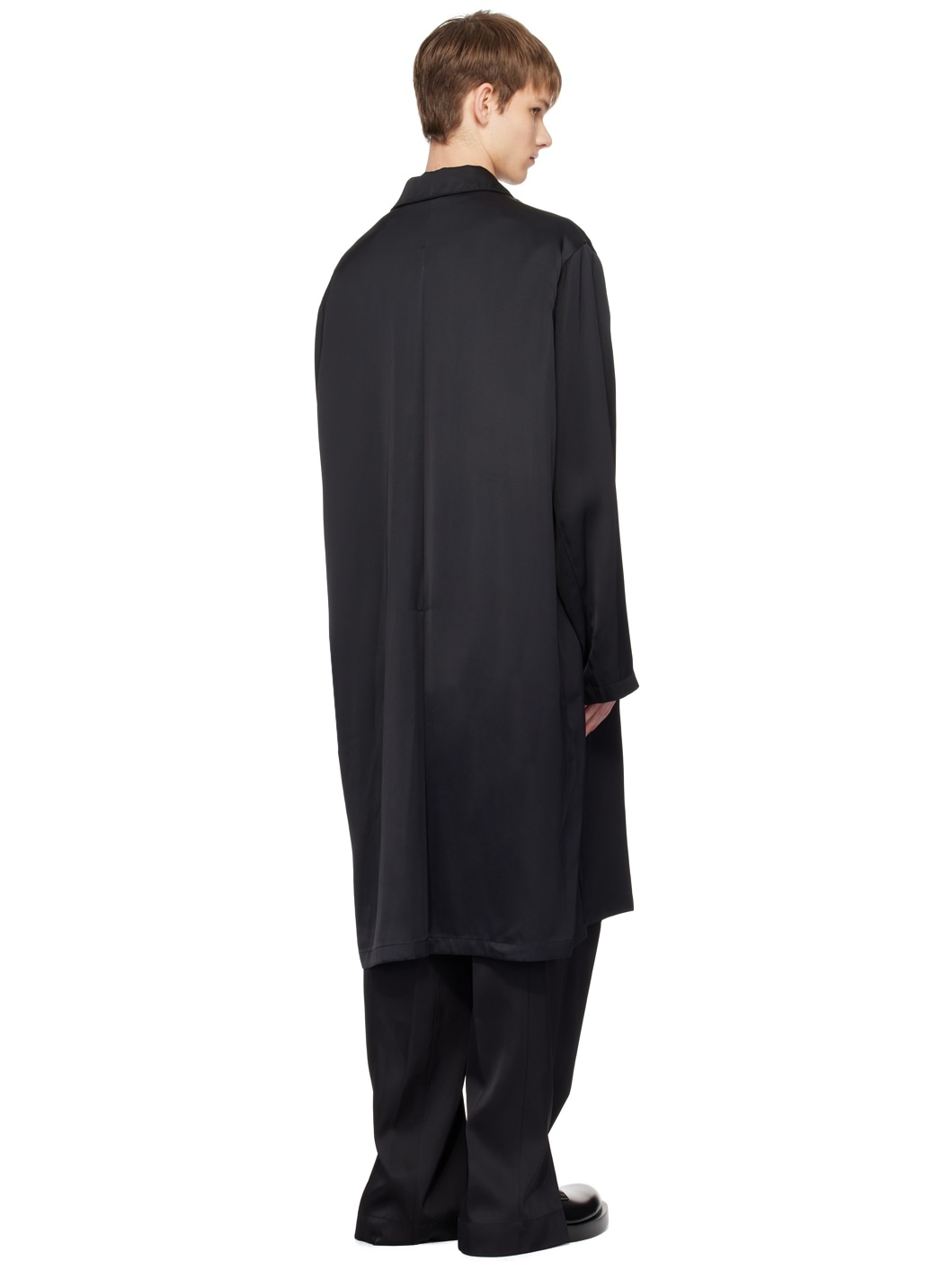 Black Single-Breasted Coat - 3