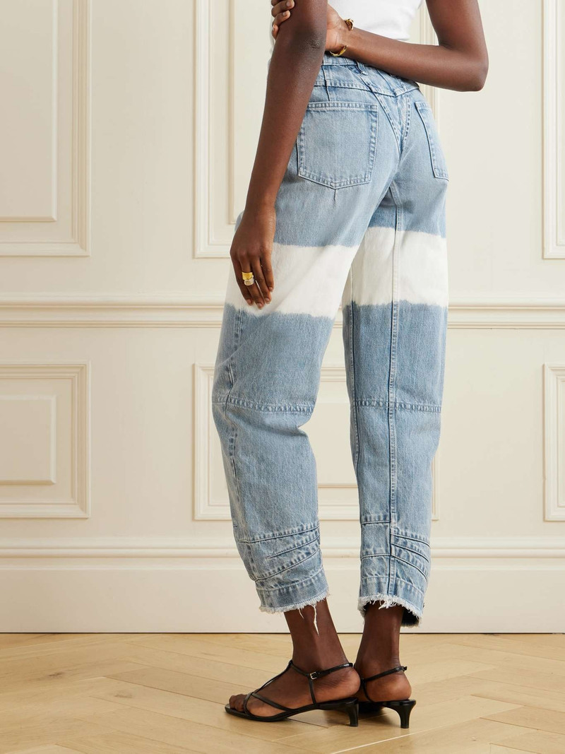 Cropped bleached paneled high-rise tapered jeans 3