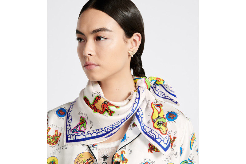 Dior Niki de Saint Phalle Dragon Zodiac 70 Square Scarf outlook