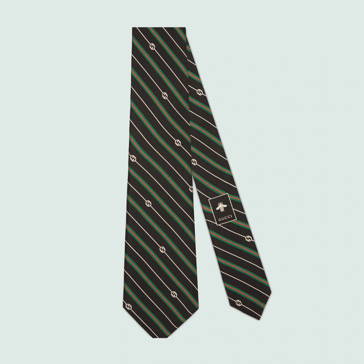 Silk tie with Interlocking G print - 1