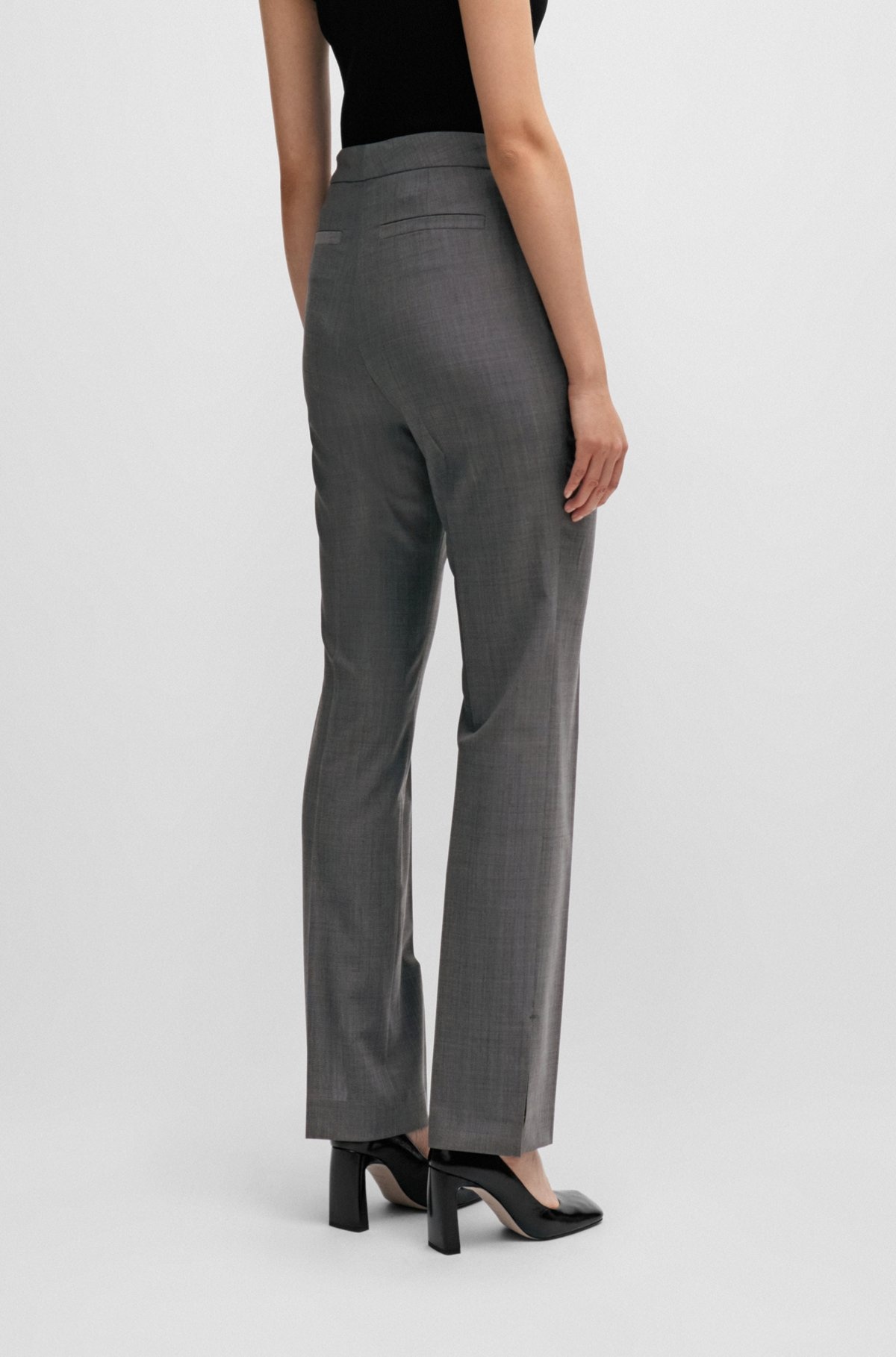 SLIM-FIT TROUSERS IN ITALIAN VIRGIN-WOOL SHARKSKIN - 4