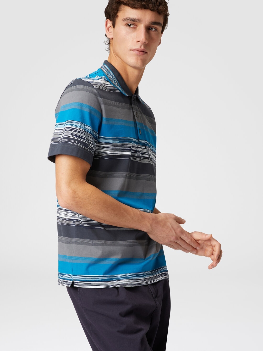 Cotton jersey polo shirt with gradient stripes - 4