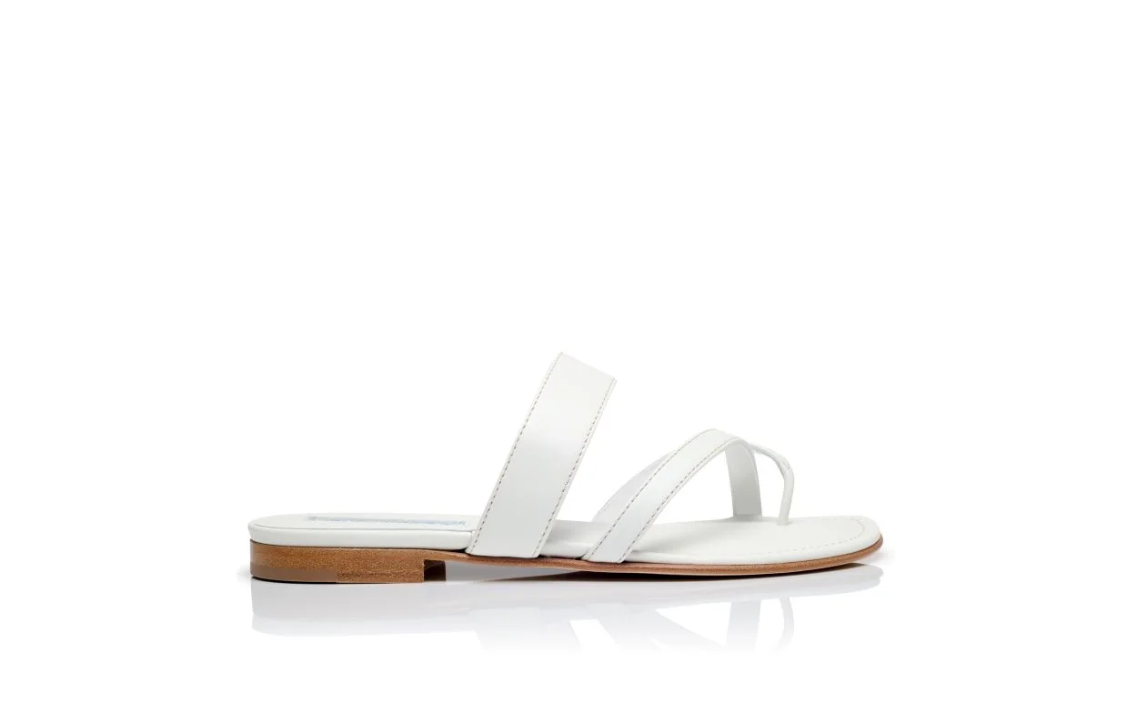 Cream Calf Leather Crossover Flat Sandals - 1