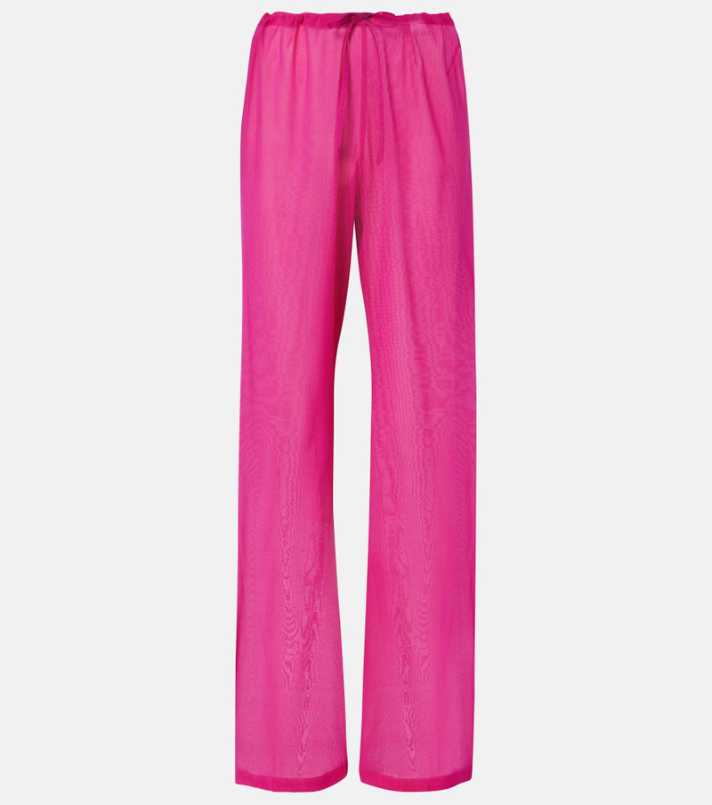 High-rise silk-blend wide-leg pants - 1