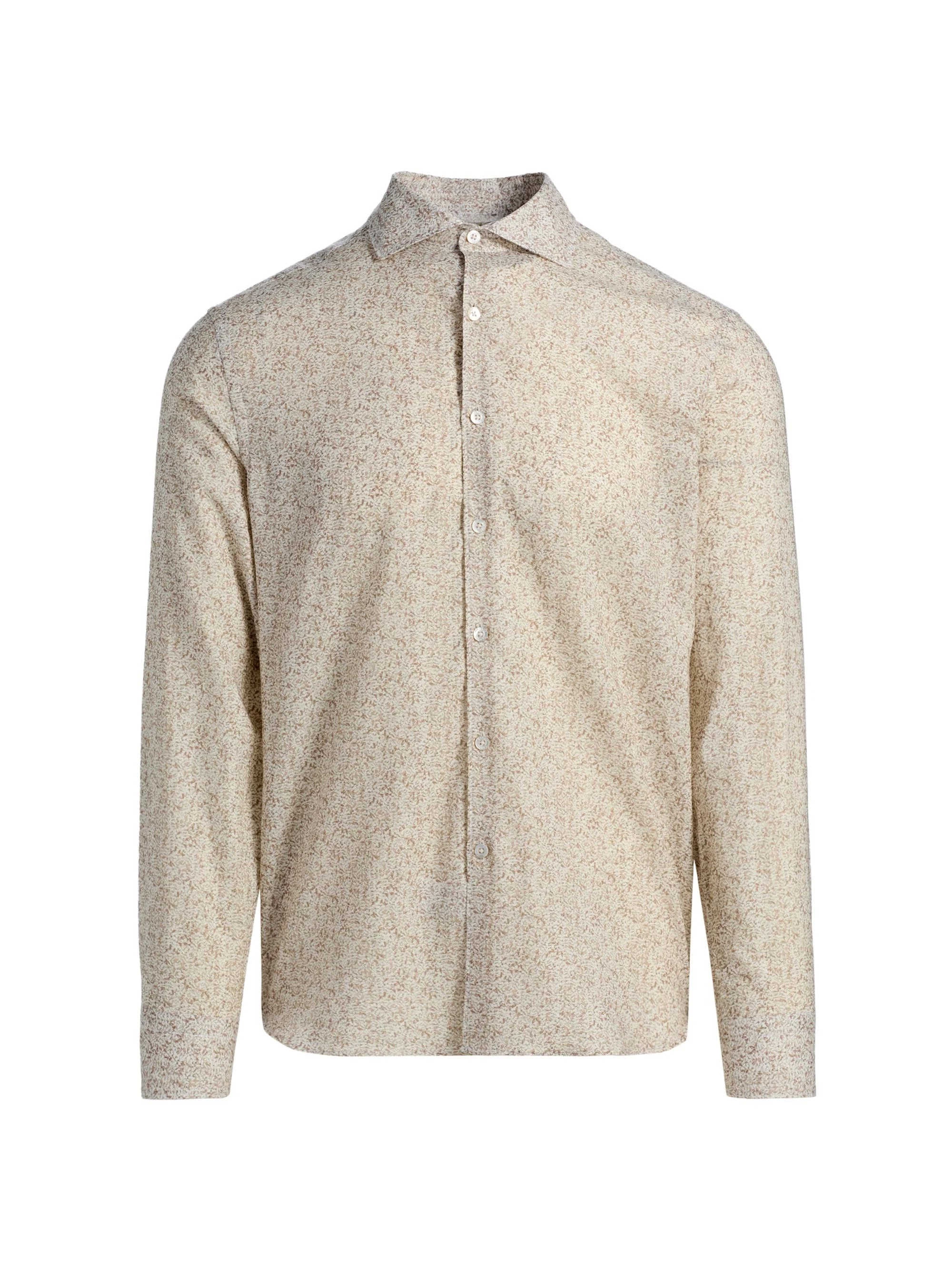 Men's Floral Linen-Cotton Sport Shirt - Grey - 1
