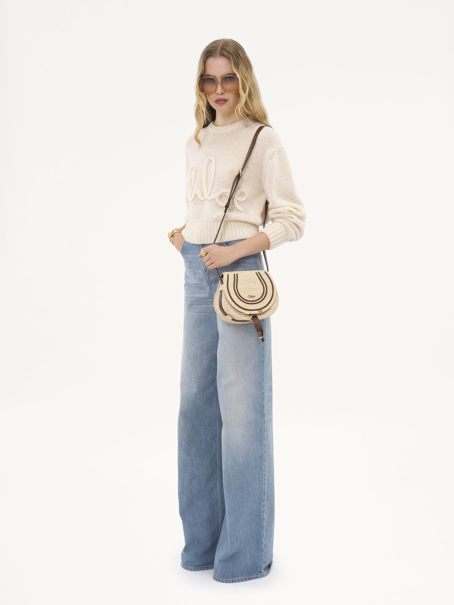 SMALL MARCIE SADDLE BAG IN RAFFIA-EFFECT FIBERS - 7
