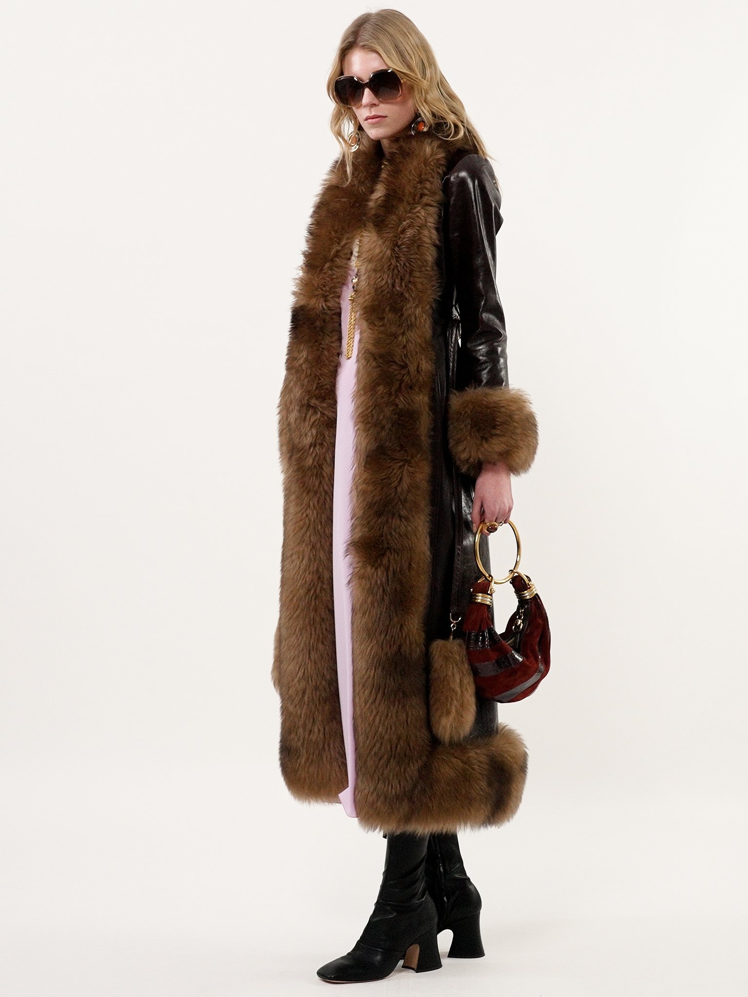 LONG COLUMN COAT IN LEATHER - 5