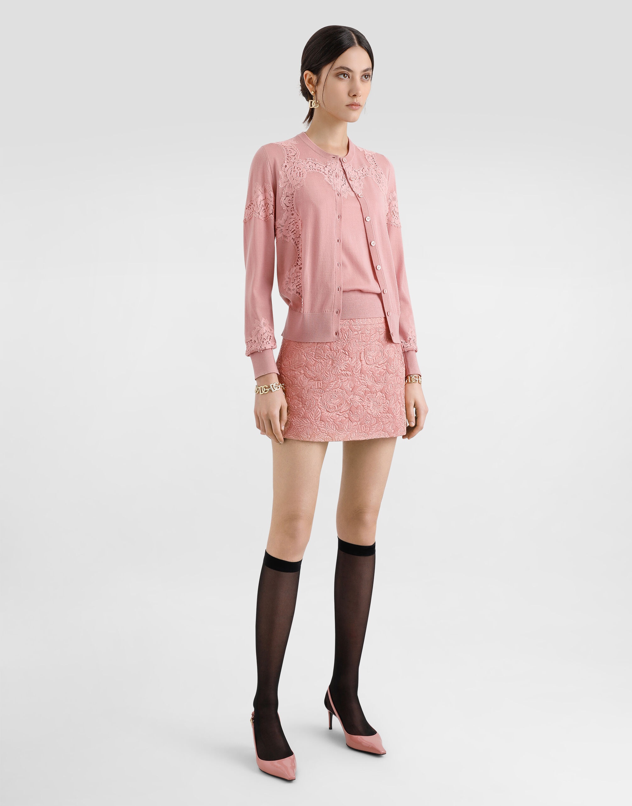 Wool cardigan with lace inlay - 2