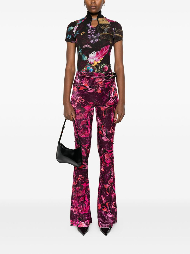 VERSACE JEANS COUTURE floral-print velvet trousers outlook