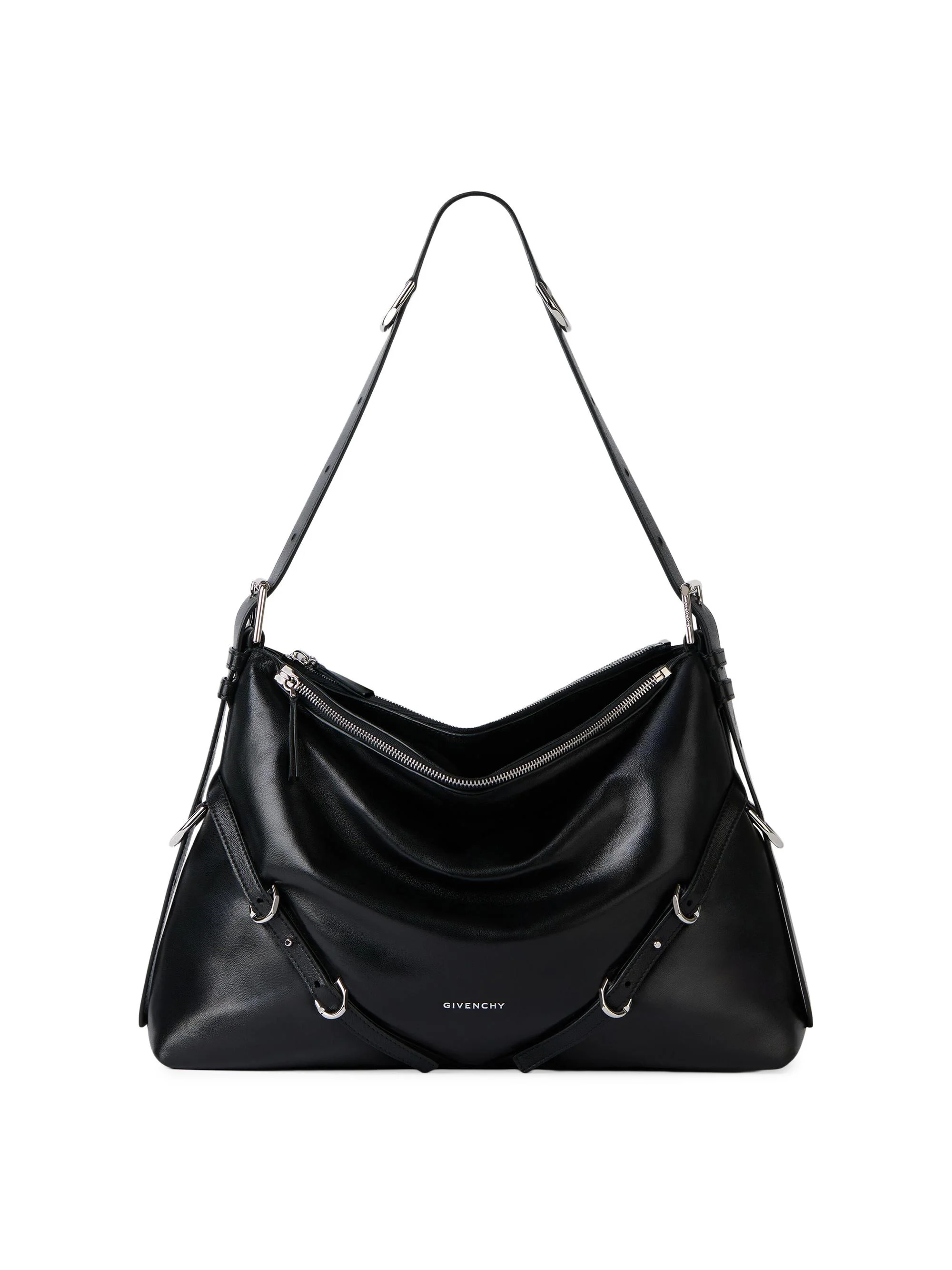 Women's Medium Voyou Shoulder Bag in Nappa Leather - Black - 1