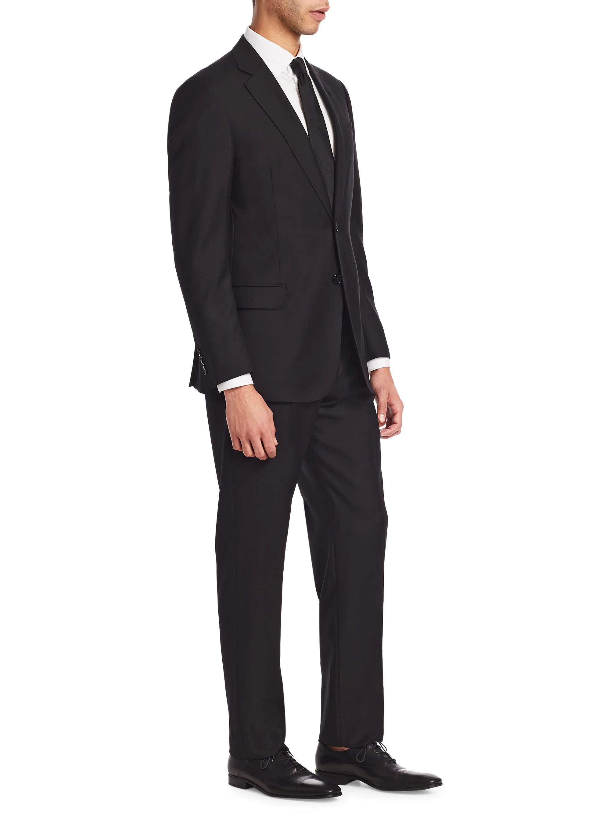 Men's G-Line Super 130s Wool Two-Button Slim-Fit Suit - Black - 1