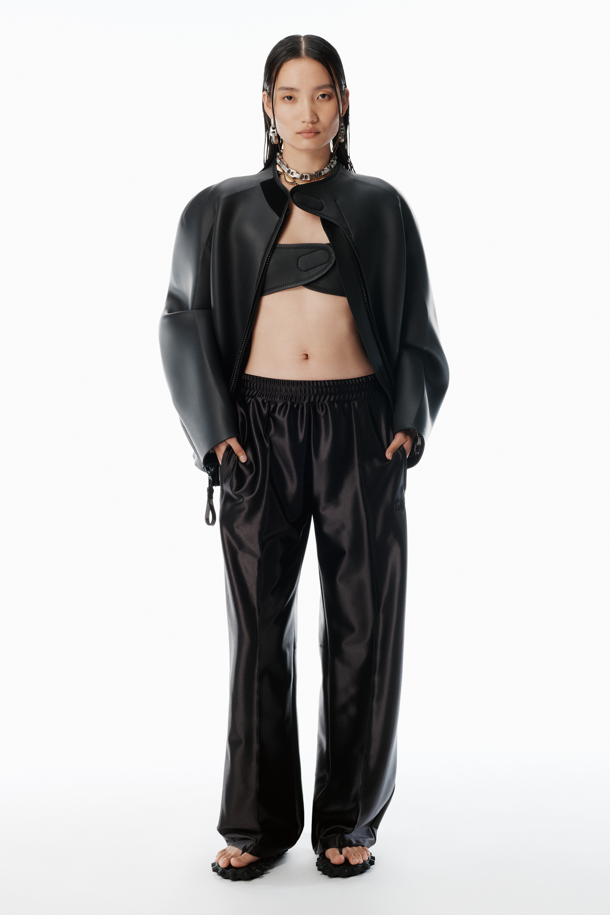 black satin faille sweatpants - 2