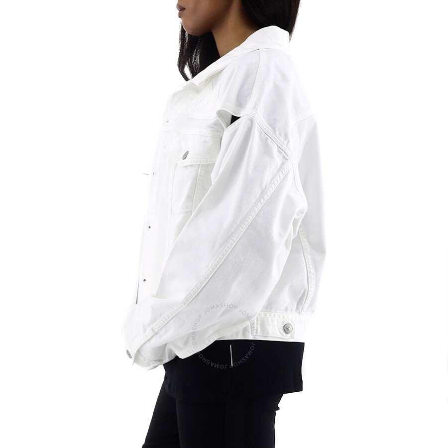 MM6 Ladies White Cut-out Detail Denim Jacket - 3