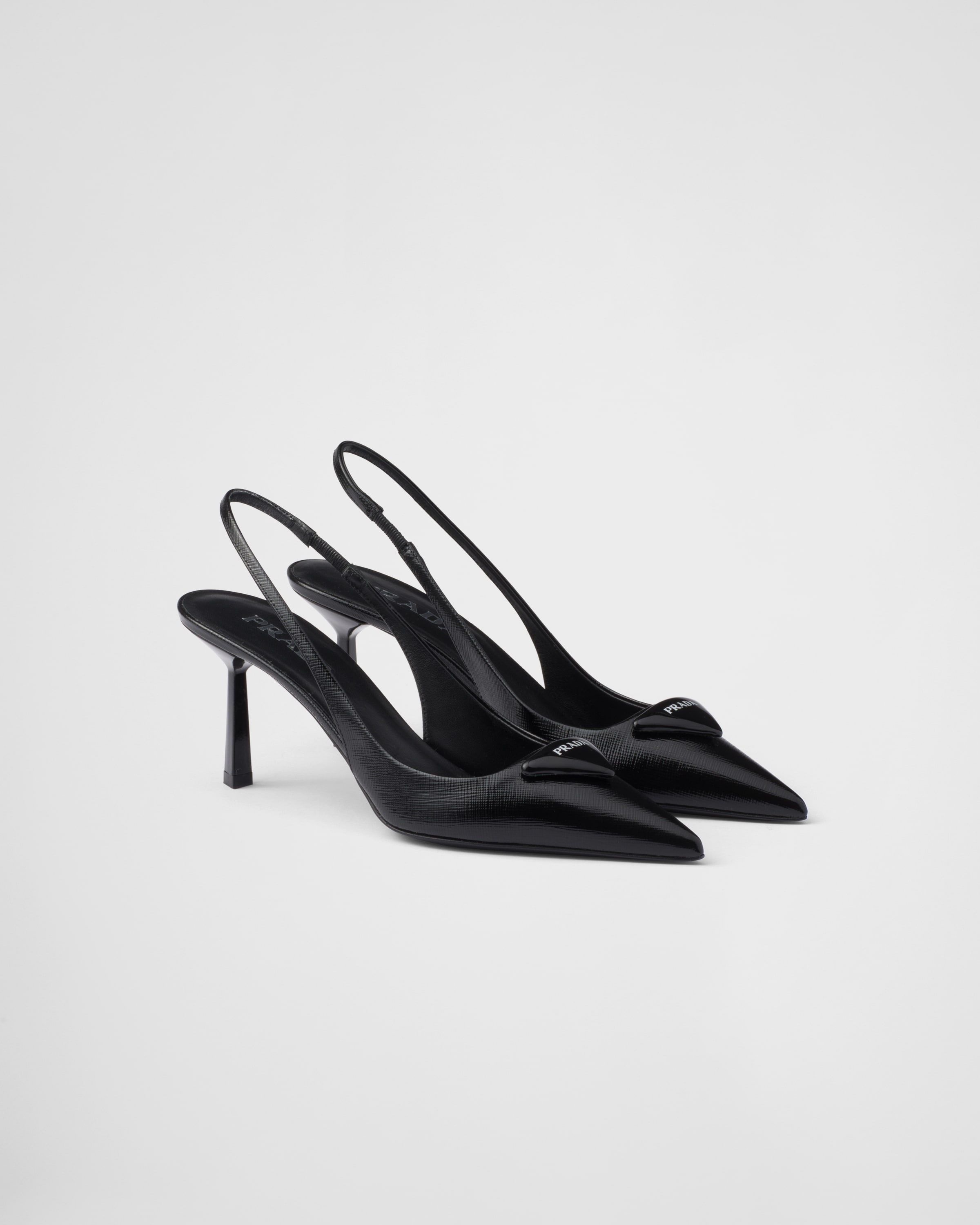 Saffiano patent leather slingback pumps - 1