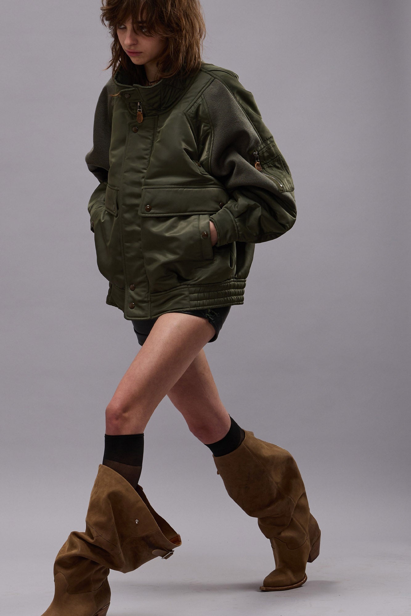 RIBBED FLIGHT BOMBER - OLIVE - R13 - 3