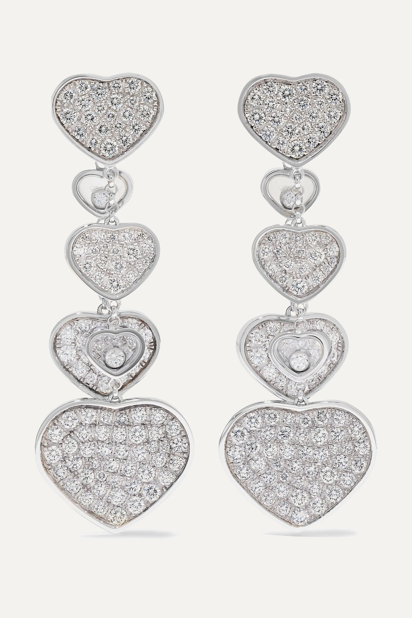 Happy Hearts 18-karat white gold diamond earrings - 1