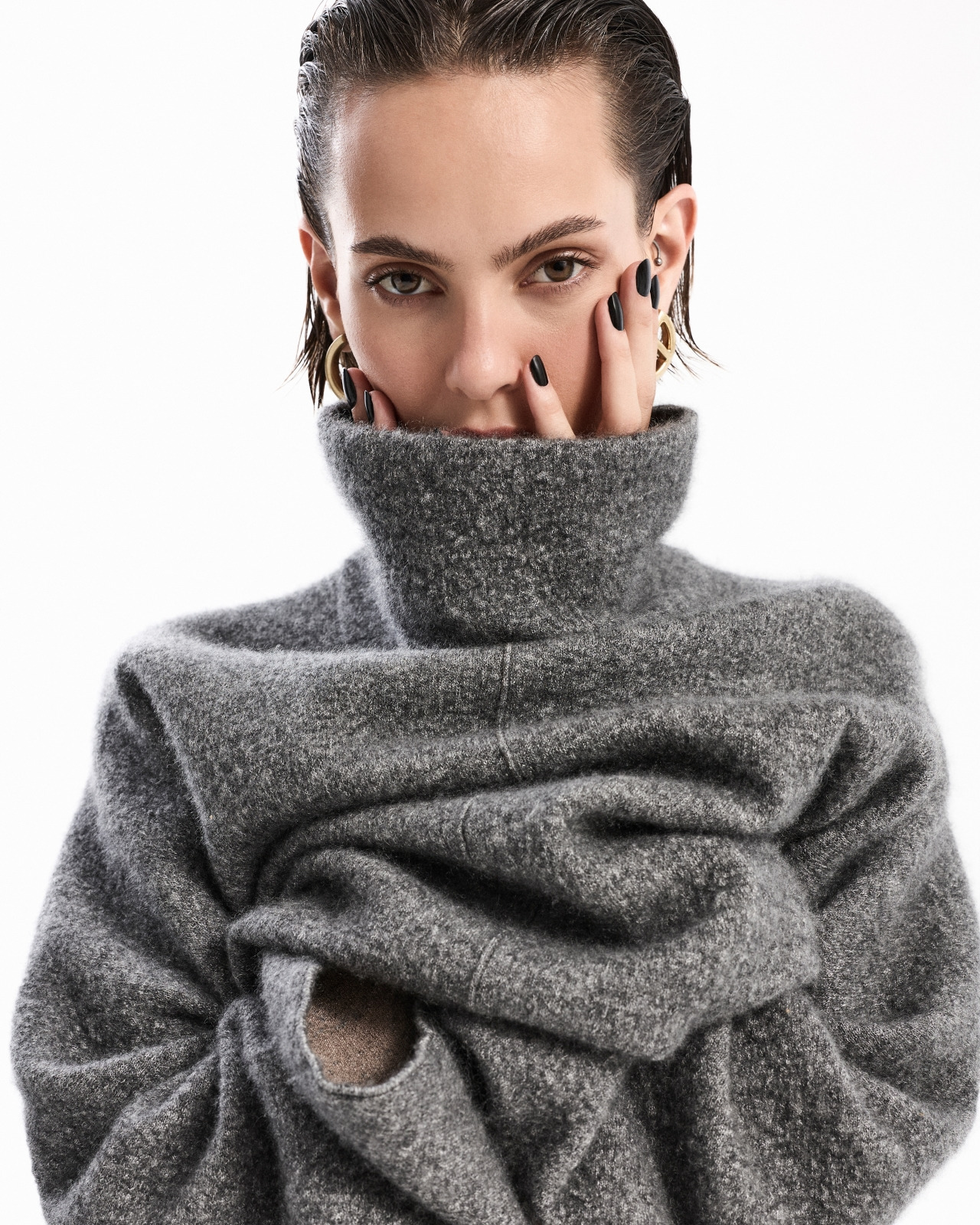 Viscose, cashmere and silk mock-neck jumper - 6
